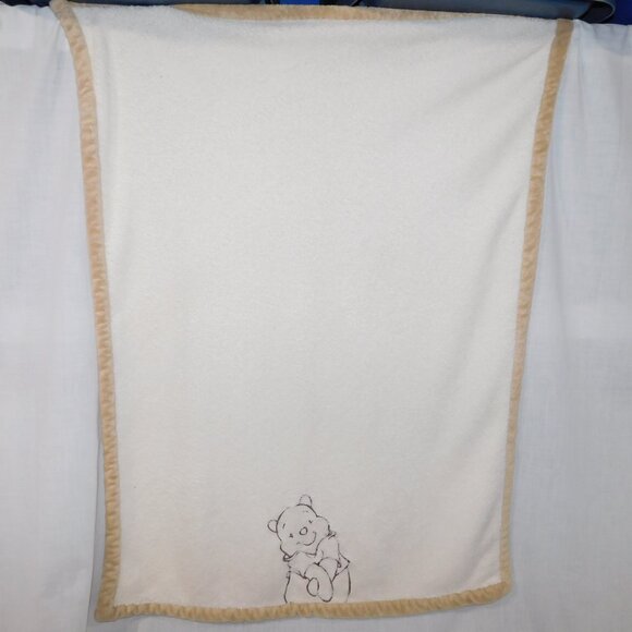 Disney Baby Winnie the Pooh Hugs Cream Tan Embroidered Fleece Blanket 30" x 40" - Picture 7 of 7